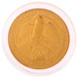 A Royal Mint Elizabeth II 2019 Falcon of the Plantagenets, Queen's Beast 1oz fine gold one hundred