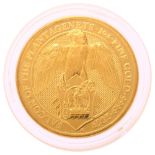 A Royal Mint Elizabeth II 2019 Falcon of the Plantagenets, Queen's Beast 1oz fine gold one hundred