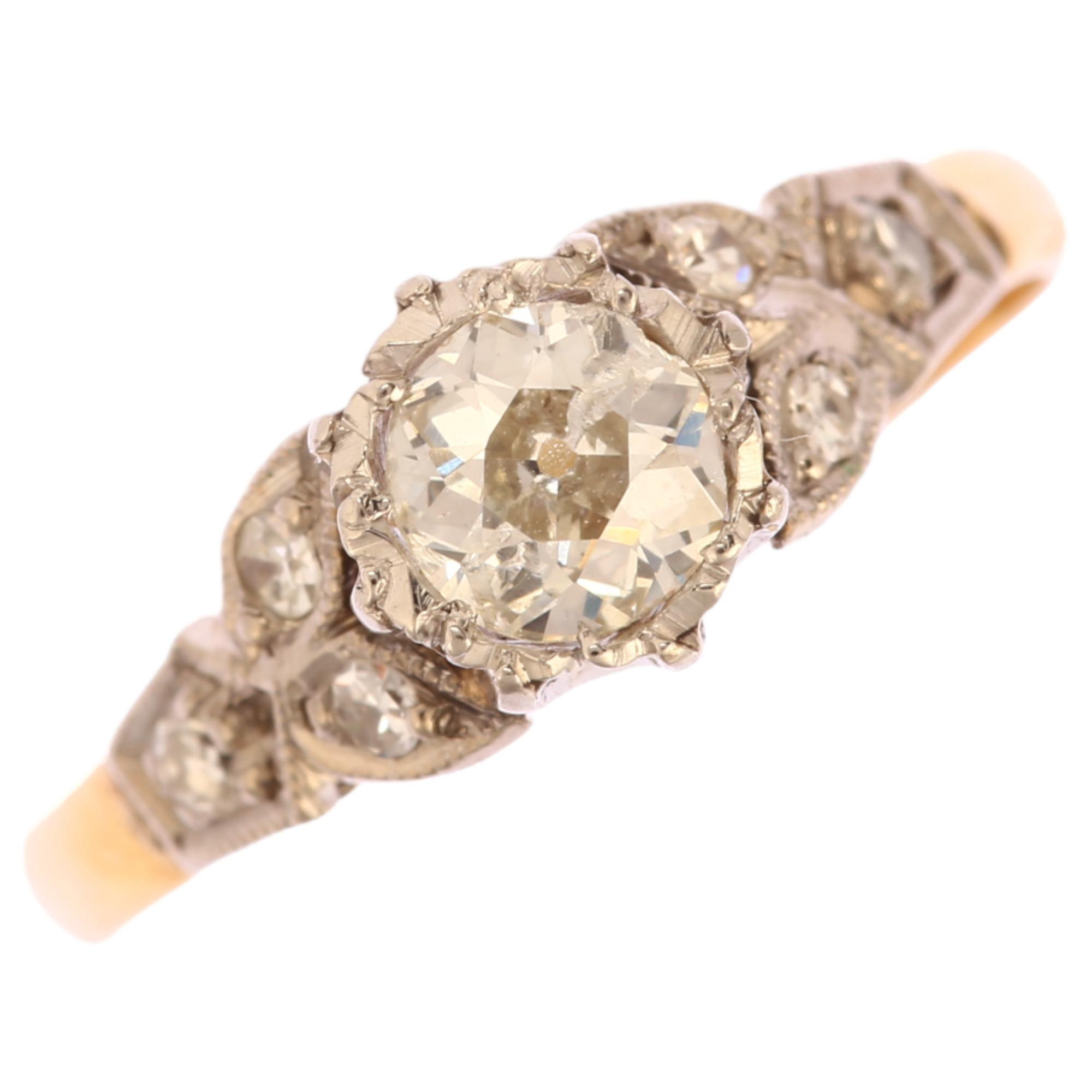 An 18ct gold 0.3ct solitaire diamond ring, platinum-topped illusion set with old European-cut