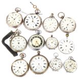 A quantity of pocket watches, including silver Waltham, silver fob watches etc Lot sold as seen