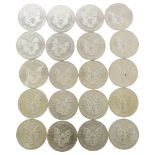 20 x United States Of America 1oz fine silver Liberty one dollar coins, comprising 12 x 2015, and