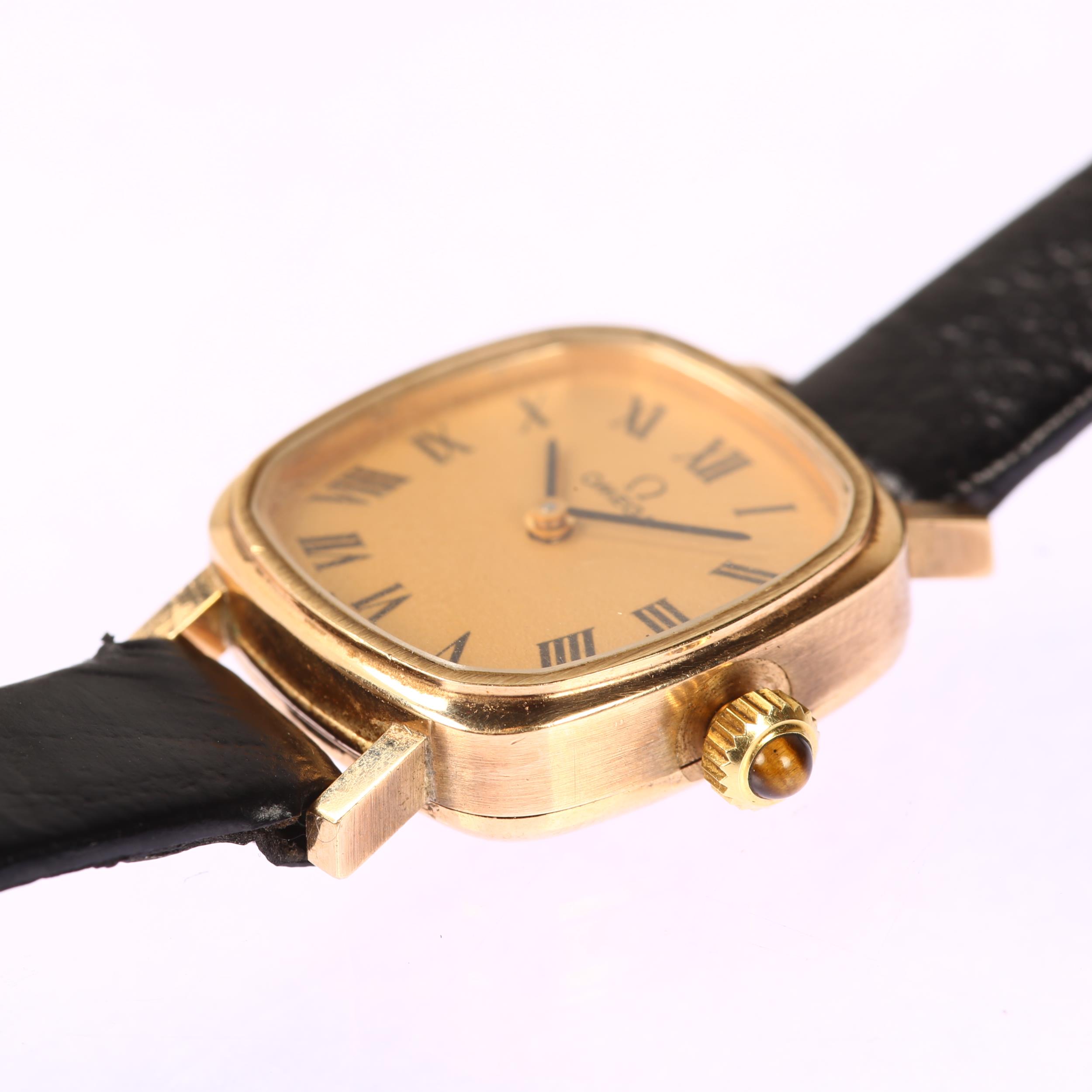 OMEGA - a late-20th century lady's 9ct gold mechanical wristwatch, circa 1979, champagne dial with - Image 5 of 5