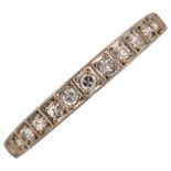 An 18ct gold diamond three quarter eternity ring, set with single-cut diamonds and foliate