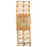 LUCIEN PICCARD - a lady's 14ct gold mechanical bracelet watch, silvered dial with applied gilt