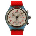 SWATCH - a Classic Chrono JFK quartz chronograph wristwatch, ref. FCN103, circa 1992, white dial