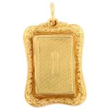 An Antique gold vinaigrette pendant, unmarked high carat gold settings with engine turned lid and