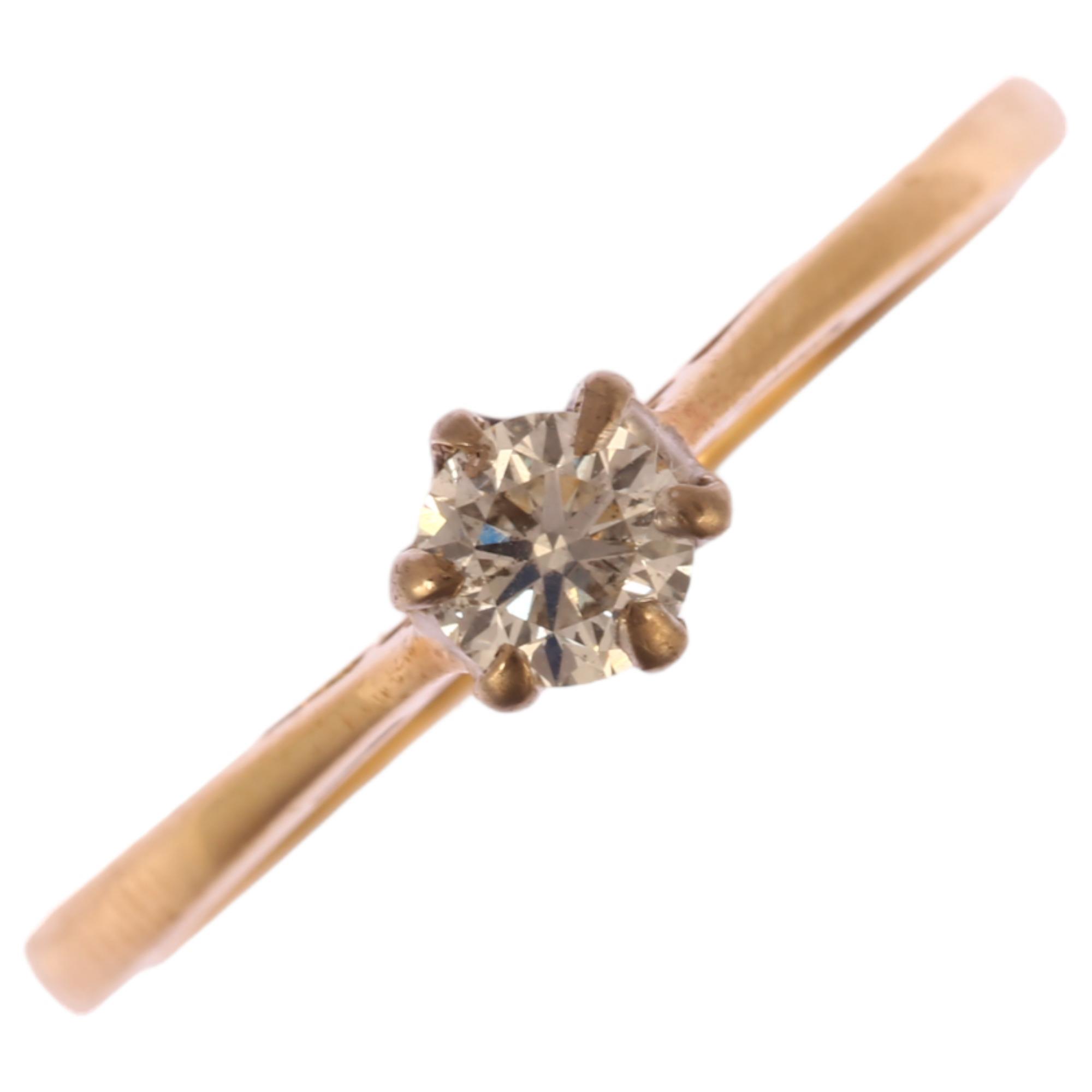 A late 20th century 9ct gold 0.2ct solitaire diamond ring, maker A&GL, London 1990, claw set with