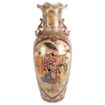 A large modern Chinese style temple vase, floor standing with gilded and figural decoration, H82cm