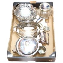 Silver plated serving dishes, stands etc (boxful)