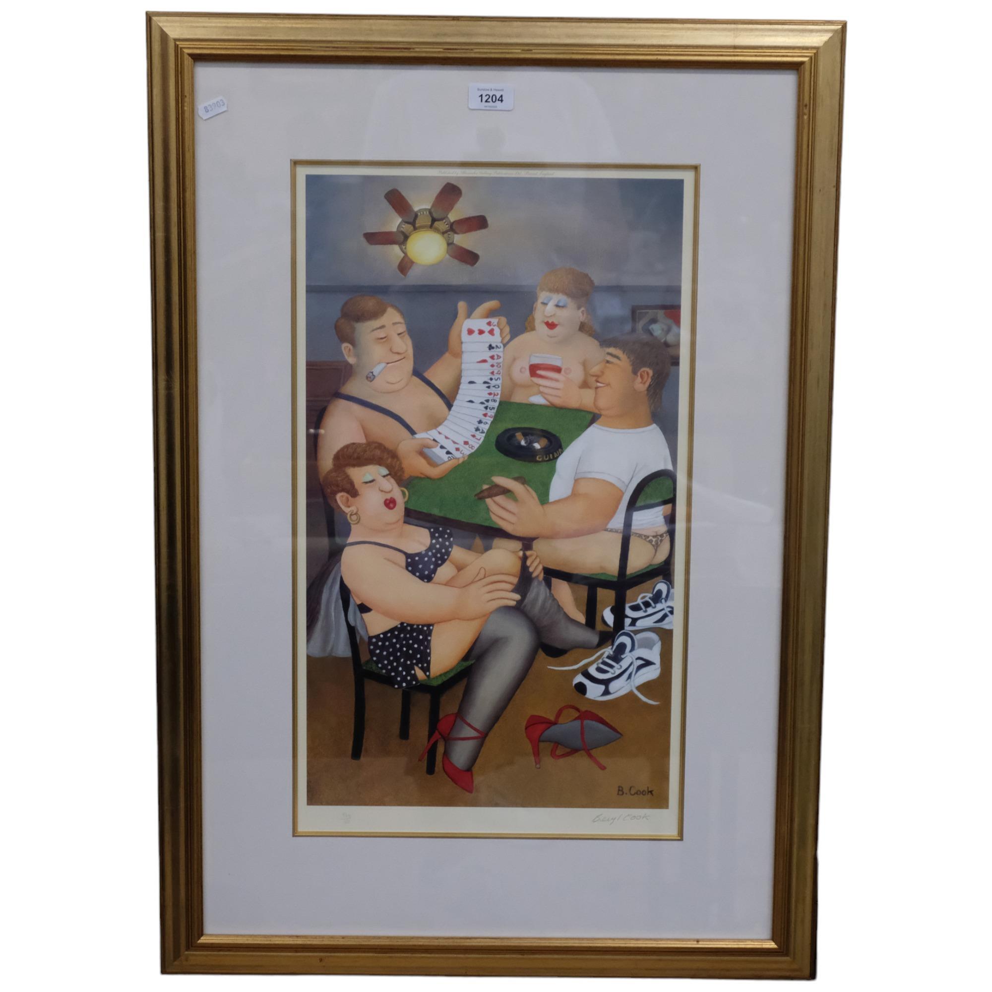 Beryl Cook, limited edition coloured print, 564/650, "strip poker", pencil signed lower right,
