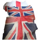 Vintage machine-stitched Union Jack, 178cm, an English flag of St George, and another