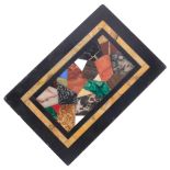 A Grand Tour black marble and Pietra Dura desk paperweight of rectangular form, 13.5 x 9cm There are