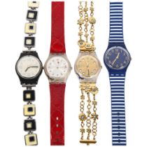 4 various lady's Swatch quartz wristwatches, including models Chessboard, Ora D'Aria, Strawberry