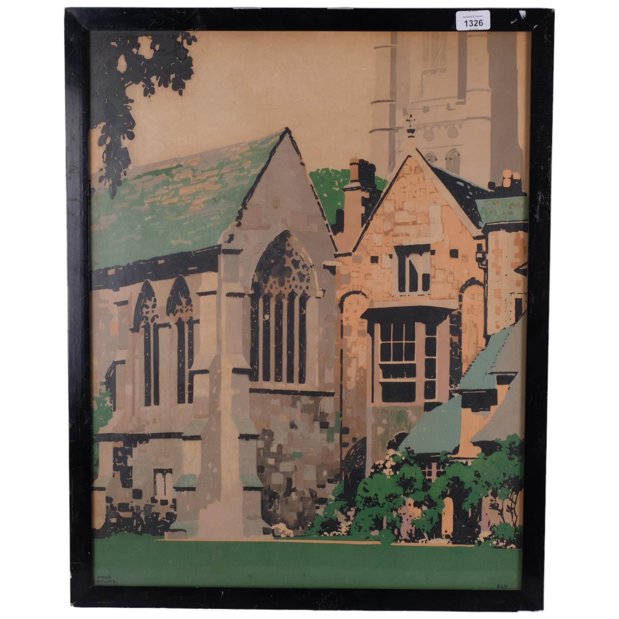 Fred Taylor, lithograph, study of Ely Cathedral, 69cm x 56cm, in an ebonised frame