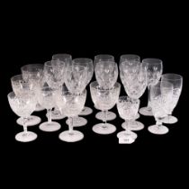 A set of 10 cut-crystal wine glasses, 19.5cm, cut-glass stemmed glasses, etc