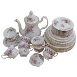 Royal Albert Moss Rose tea set, and various matching plates