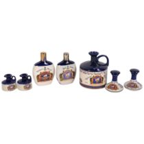 British Navy Pusser's Rum flasks, large matching jug, 15cm, 2 smaller ones, etc