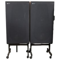 A pair of Celestion Ditton 300 floor standing speakers, with associated stands, serial no.