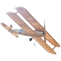 A scratch-built balsa wood and paper model bi-plane, F-904, L88cm Tail has small piece broken off