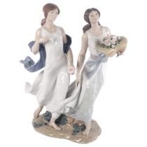 LLADRO - a large Lladro figurine group "Summer Roses", on naturalistic stand, limited edition 183/