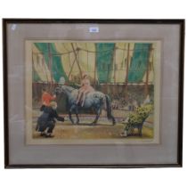 Dame Laura Knight (1877 - 1970), coloured print, "a night at the circus", signed in pencil lower