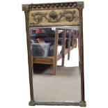 19th century giltwood and gesso rectangular pier glass mirror, applied scrolled frieze and fluted