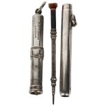 S MORDAN & COMPANY - a silver-cased propelling pencil, a silver propelling pencil with banded