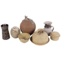 A quantity of Studio pottery, possibly West Country, including a cheese dome and unusual vases