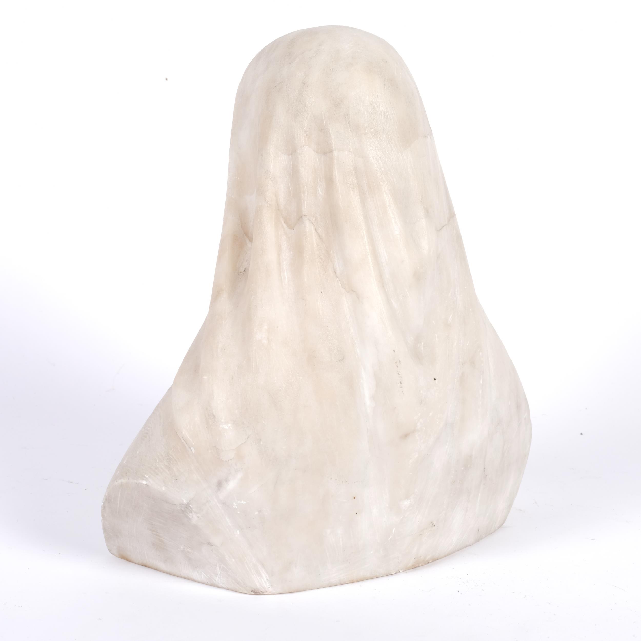 An alabaster bust depicting the Virgin Mary, H27cm - Image 2 of 2