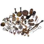 Cufflinks, knives, snuffbox, whistle etc