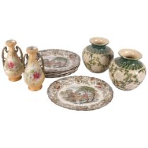 Johnson's Mill Stream plates, pair of Continental porcelain vases, and a pair of Oriental vases with