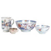A group of 18th and 19th century ceramics, including 2 hand painted plates, 2 floral decorated bowls