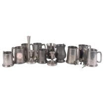 A group of various pewter tankards (boxful)