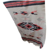 A Vintage Navajo Native American design wool blanket, approx 200cm x 112cm