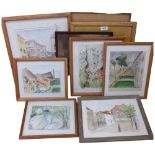 A collection of various watercolours and prints, various artists (12)
