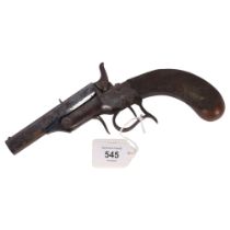 A 19th century rim fire target pistol, with octagonal steel barrel, barrel unmarked, carved walnut