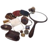 A tortoiseshell magnifier, A/F, hand mirror, purses