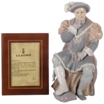 Limited edition Lladro figure of Henry VIII, 251/1200, H31cm, with certificate