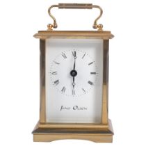 JENS OLSEN - a brass-cased carriage clock, height not including handle 11cm Currently not in working