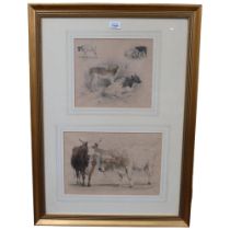 Thomas Sidney Cooper, a set of 4 hand coloured engravings, studies of cattle, mounted in 2 frames,