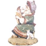 Vintage painted cast-iron Mrs Punch doorstop, H28cm