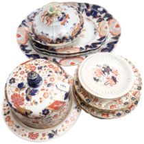 Victorian Mason's Ironstone meat plates, largest 50cm, matching tureen, Ridgeway's Stilton cheese