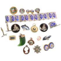 A group of various silver and other jewellery, including a Siam silver and blue enamel panel