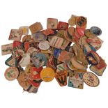 A tray full of Vintage advertising beer mats