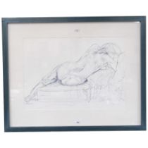 She's All Woman, 20th century crayon nude sketch, title and indistinct signature verso, image 48cm x