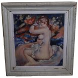 Oil on board, impressionist study, portrait of a naked lady, 70cm x 65cm overall, framed