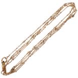 An 18ct rolled gold fancy link long guard chain, with gold plated dog clip, length 152cm
