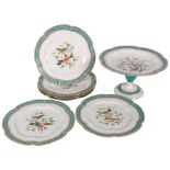 A Victorian Copeland porcelain dessert service, comprising 6 plates and a pedestal comport, all with