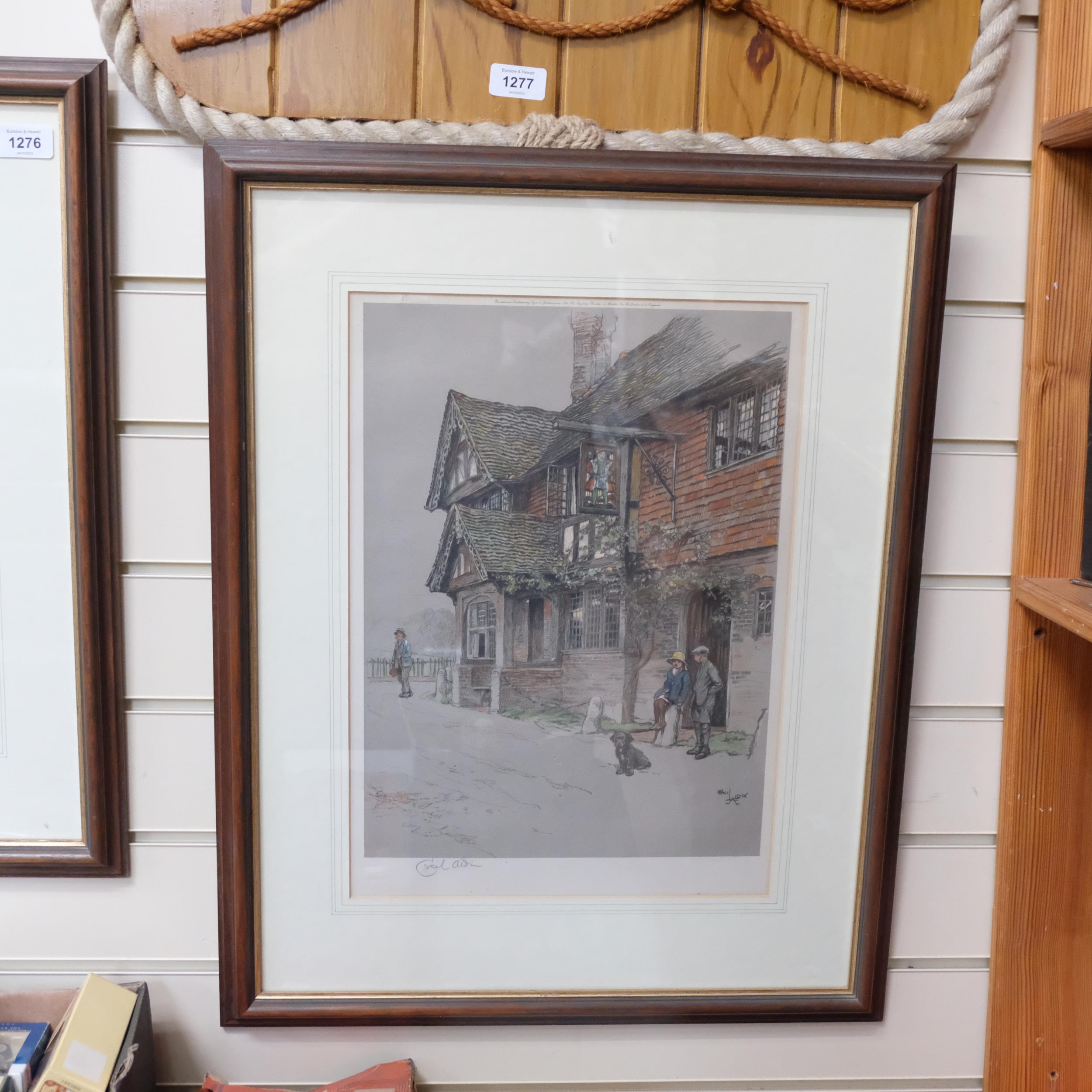 A pair of framed signed Cecil Aldin prints, both artist's proofs, 1 depicting figures outside an - Bild 2 aus 2