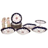 Victorian porcelain dessert service by Bishop & Stonier, including pedestal comport, and a pair of